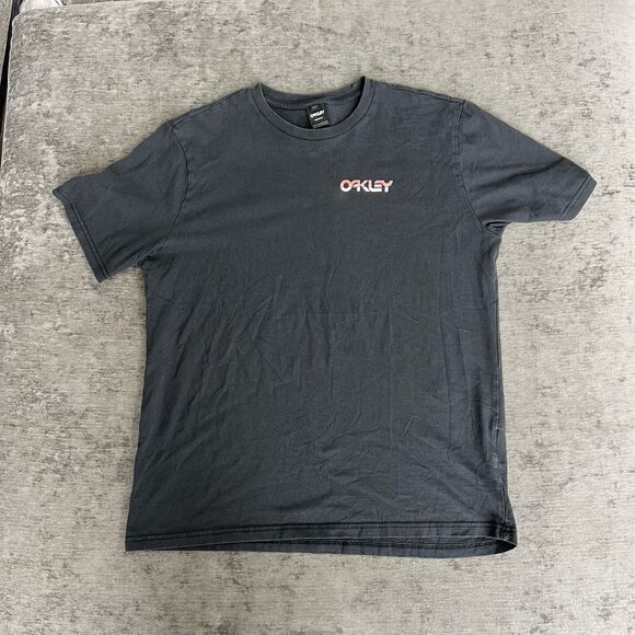 Oakley mens graphic tee black metalic white and orange size m Y2K 90’s - Picture 1 of 7